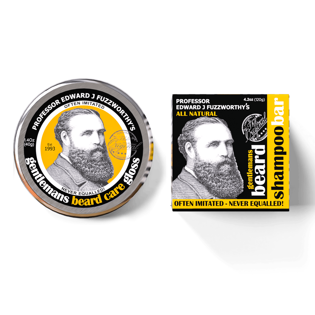Beard Shampoo Bar & Beard Balm Gloss Pack Beard Care Professor Fuzzworthy Original 