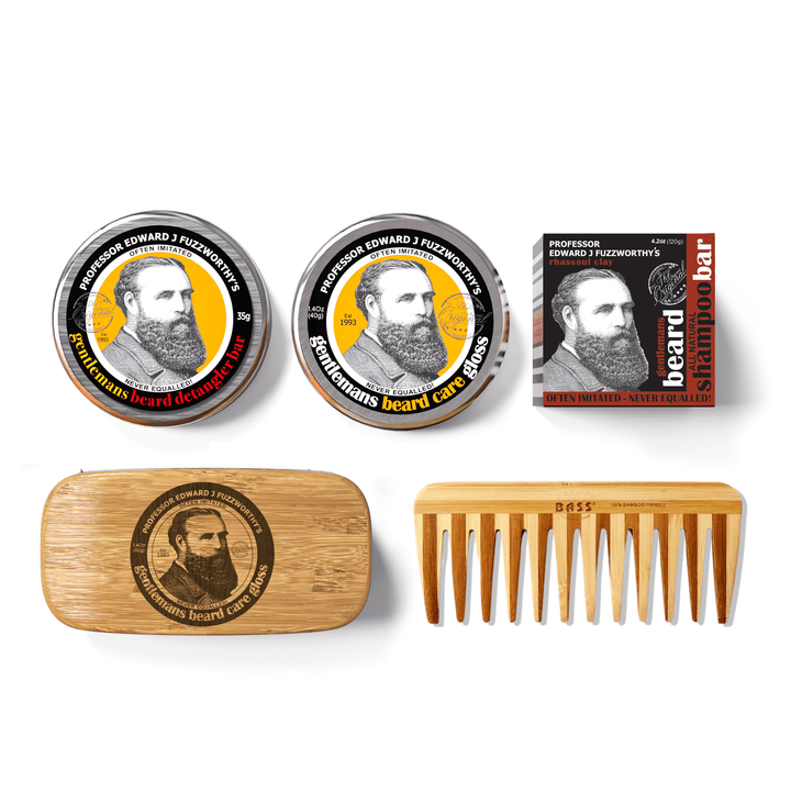DELUXE Essential Big Beard & Hair Grooming Kit Beard Care Professor Fuzzworthy Rhassoul 