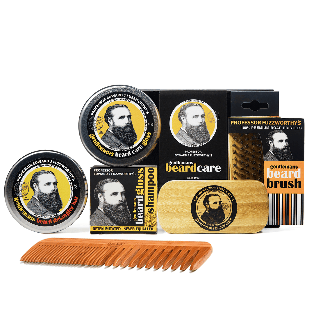 DELUXE Big Beard & Hair Grooming Kit & Boar Bristle Beard Brush - Professor Fuzzworthy - Professor Fuzzworthy Beard Care