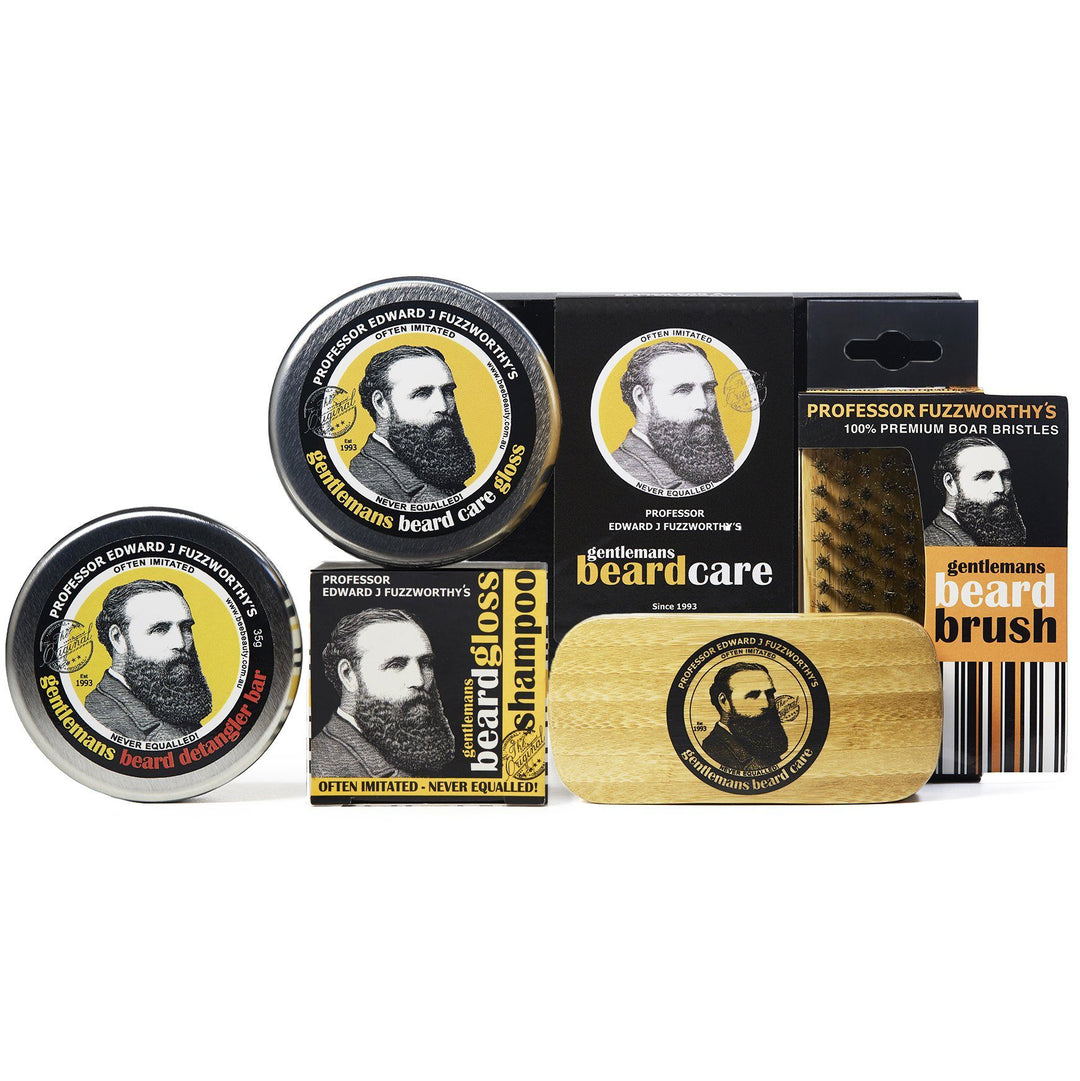 Big Beard Grooming Kit - Beard Shampoo Bar, Conditioner Bar, Balm & Brush - Professor Fuzzworthy - Professor Fuzzworthy Beard Care
